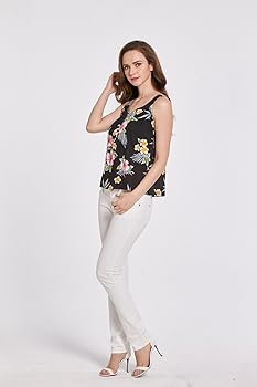 Women's Hawaiian Floral Tank Top in Hibiscus Black S at